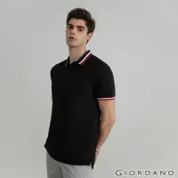 在飛比找Yahoo奇摩購物中心優惠-GIORDANO 男裝素色線條POLO衫 - 09 標誌黑
