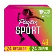 Playtex Sport Multi-Pack Regular Super Plastic Applicator Unscented Tampons 48Ct