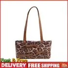 Women Bow Leopard Shoulder Bag PU Leather Underarm Commute Bag (Light Brown)