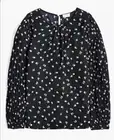 NWT J CREW Printed Pleated-Sleeve Top Blouse Size XS Dusty Mauve Deep Emerald