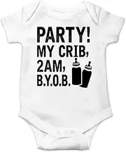 [AW Fashions] Party! My Crib 2 AM B.Y.O.B. Cute Novelty Funny Infant One-Piece Baby Bodysuit (Newborn White)