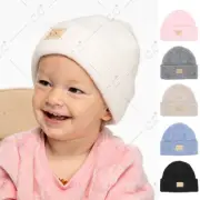 C.C Exclusive Baby Infant Solid Color Suede Patch Knit Beanie Hat 0-9 months