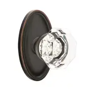 Emtek Old Town Clear Crystal Door Knob Passage Oval Rosette Oil Rubbed Bronze