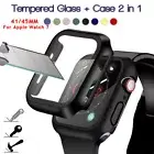 For Apple Watch Series8 7 PC Full Cover Case Hard Glass Screen Protector 41/45MM