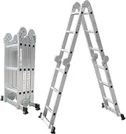 [LanMiao] Ladders Multi Purpose Folding Step Ladder Platform Extendable Scaffold Ladder EN131 Aluminum 8 in 1 Extension Step Lightweight 330LB (11.5Ft)