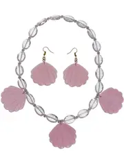 B-Doll Pink Shell Necklace And Earrings Costume Jewellery Set