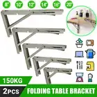 2 PCS Folding Shelf Bracket Heavy Duty Triangle Bench Mounted Table Wall Hinges