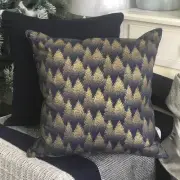 Christmas Cushion Cover Navy Gold Fir Pine XMAS Trees 45 cm Hamptons Style Decor