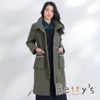 在飛比找樂天市場購物網優惠-betty’s貝蒂思 長版鋪棉LOGO立領大衣(軍綠)