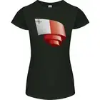 Curled Malta Flag Maltese Day Football Womens Petite Cut T-Shirt