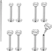 [QXXPVV] 16G 18G Flat Back Earrings Stud Stainless Steel Extended Internally Thread Tragus Labret Nose Cartilage Lip Medusa Conch Body Piercing Jewelry Hypoallergenic for Women Men