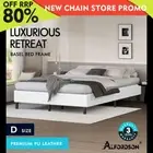 ALFORDSON Bed Frame Double Size Mattress Base Foundation White Leather BASEL