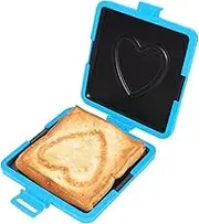 Microwave Sandwich Maker, Silicone Microwave Toastie Maker Panini Press, Grilled Cheese Maker, Grilled Cheese Sandwich Maker with Heart Pattern, NO Electricity (Blue)