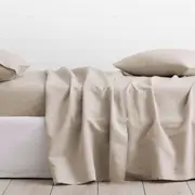 Sheridan Washed Linen Cotton Fitted Sheet - in Natural