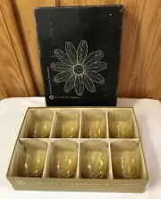 LIBBEY Vntg Hostess Glassware Set of 8 Gold Tiara 6 Oz Juice Glasses in Box NEW