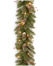 National Tree Company 9ft Glittery Mountain Spruce Garland with Clear Lights