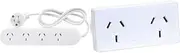HPM Standard 4 Outlet Powerboard White + Slimline Double Adaptor, Right Hand