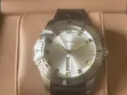 Men's Orvin Odd7 Silver Tone Quartz Watch w/ Black Leather Band New In Box Runs