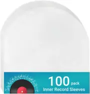 100 Pack of Anti-Static & Dust Vinyl Record Inner Sleeves. Rounded Acid-Free LP