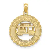 14k Yellow Gold GATLINBURG TENNESSEE w/Trolley Car in Circle Charm