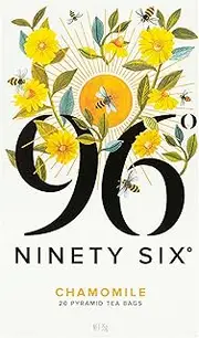 96° Chamomile Tea - 20 Pyramid Tea Bags, Individually Wrapped, Floral, Sweet and Relaxing, Biodegradable Plant-Based Bags