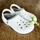 Crocs Baya Lined Clog Men's 9 Women's 11 White/Light Grey New