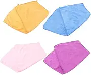 FUNNETOYU 4Pcs Bamboo Fiber Towels Skin Friendly Highly Absorbent Washcloths for Random Colors for Boy Girl for Daily Use and Dribble Protection