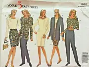 Vogue 5 Easy Pieces Pattern No. 1043 Size 8-10-12 Misses' Jacket, Dress, Top, Sk