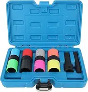 Nutriess Lug Nut Socket Set 8 Size Thin Wall High Strength Impact Flip Socket Set Versatile Use Most Cars