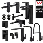 WELS Bathroom Bath Spout Sink Vanity Faucet Basin Mixer Taps Square Matt Black