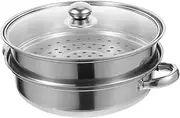 Mikinona Stainless Steel Double-layer Food Steamer Pot with Handle Design Cooking Steamer for Rice Cookers and Kitchen Utensils Easy to Clean and Cookware