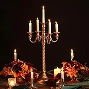 Wedding Candelabra Tall Floor Candelabras - 2Pcs Gold 5 Arm Candelabra, 28" Metal Spiral Candelabra Candle Holder, Antique Candle Opera Centerpieces Stand for Party, Events, Living Room, Home Decor