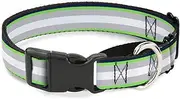 Buckle-Down Martingale Dog Collar - Stripes Navy/Neon Green/Silver/White