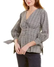 Pearl by Lela Rose Seersucker Plaid Top