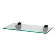 1x Floating Glass Bathroom Shelf 40cm Clear/Black Shower Storage Wall Rack