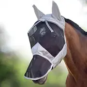Harrison Howard CareMaster Fly Mask Full Face Silver/Black Retro (M; Cob)