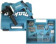 Makita HP1631KX3 Hammer Drill in Case 710 W + 74 Pieces Accessories Blue