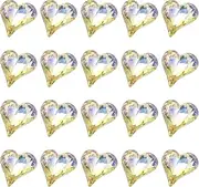 uxcell 20 Pcs 3D Heart AB Yellow Nail Rhinestones 12x13mm K9 Glass Crystal Rhinestones Pointed Back Crooked Heart Gems for Nail Charm Art DIY Decoration Craft
