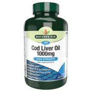 Natures Aid Cod Liver Oil (High Strength) 1000mg (With Vitamin A, D, E), 180 Capsules