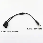 CCTV DC Power 5.5 x 2.1mm 1 Male Plug To Dual Female Jack Splitter Adapter Cable