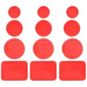 Pyrex (3) 7202-PC (3) 7200-PC (3) 7201-PC (3) 7210-PC Red Replacement Lids