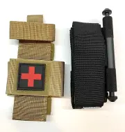 Tourniquet & Tan Belt Holder, First Responder, First Aid, Red Cross Patch