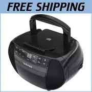 Sleek Portable Boombox with CD Player, AM/FM Radio & Cassette Player in Black