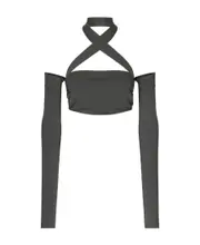 Dolce Gabbana Kim Cross-Over Strap Cropped Top IT44 Black