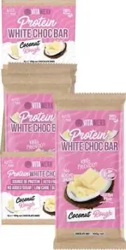 Vitawerx Protein White Chocolate Bar Coconut Rough 100g (Pack of 12)