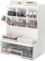 MEAJIO Make Up Organizers and Storage, Acrylic Cosmetic Organizer for Vanity Countertop Bathroom Room, Makeup Brush Holder Organizer, Makeover Stuff for Teen Girls