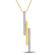 10k Yellow Gold Round Diamond Triple Vertical Bar Pendant 1/8 Cttw