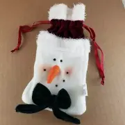 Snowman Gift Bags Sack Christmas Drawstring Small Holiday Decor 4 x 8 Set of 5