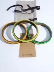 Lee Angel Neiman Marcus Women's Mesh Dot Bangle Set 3 Bracelet NWT 195 RAINBOW
