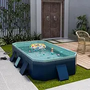Non-Inflatable Kiddie Pool, Plastic Foldable Dog Swimming Pool Outdoor Backyard for Fun Water Play - Perfect for Kids and Adults, 116" L x 65" W x 21.7" H